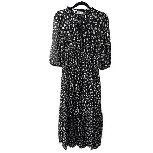 Tinsel Sheer Polka Dot Tiered Ruffle Slip Maxi Dress Petite S Whimsigoth Boho